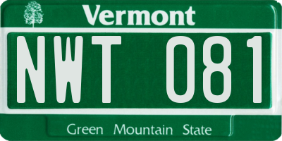 VT license plate NWT081