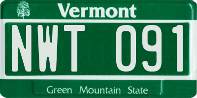 VT license plate NWT091