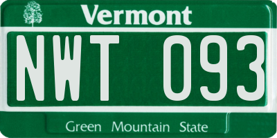 VT license plate NWT093