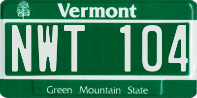 VT license plate NWT104