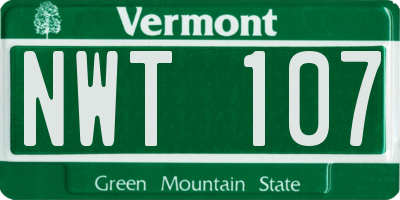 VT license plate NWT107