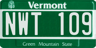 VT license plate NWT109