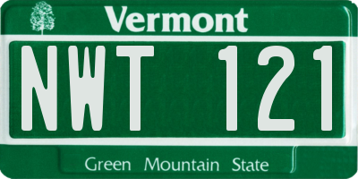 VT license plate NWT121