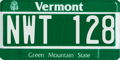 VT license plate NWT128