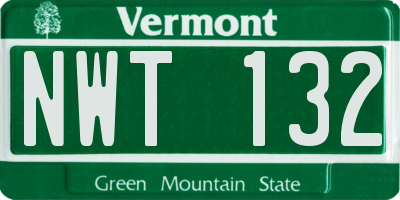 VT license plate NWT132