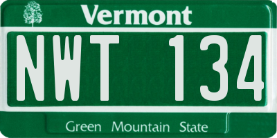 VT license plate NWT134