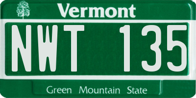 VT license plate NWT135