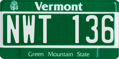 VT license plate NWT136