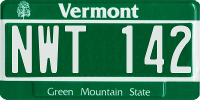 VT license plate NWT142