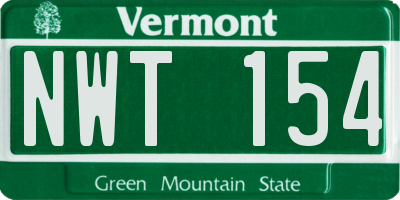 VT license plate NWT154