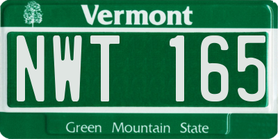 VT license plate NWT165