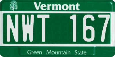 VT license plate NWT167