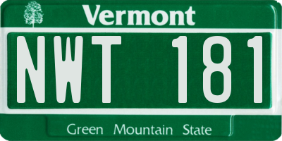 VT license plate NWT181