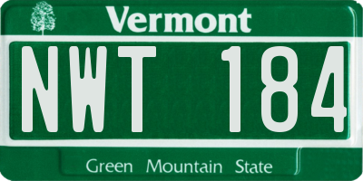 VT license plate NWT184