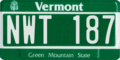 VT license plate NWT187