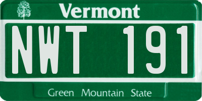VT license plate NWT191