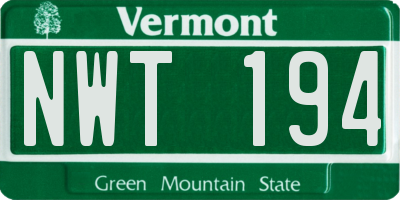 VT license plate NWT194