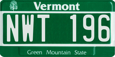 VT license plate NWT196