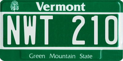 VT license plate NWT210