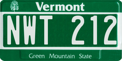 VT license plate NWT212
