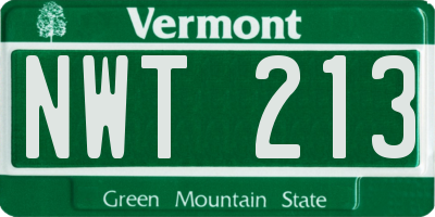 VT license plate NWT213