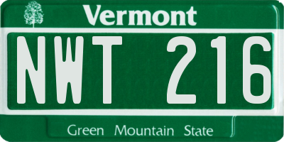 VT license plate NWT216