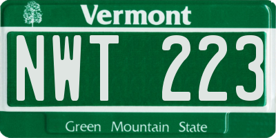 VT license plate NWT223