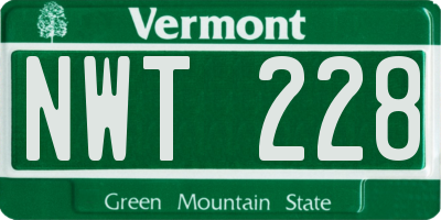 VT license plate NWT228