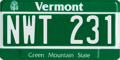 VT license plate NWT231