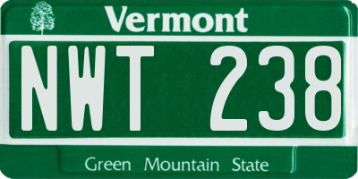 VT license plate NWT238