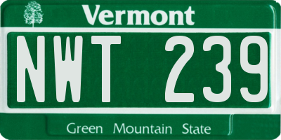 VT license plate NWT239