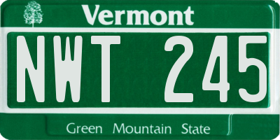 VT license plate NWT245