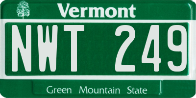 VT license plate NWT249