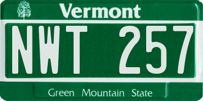 VT license plate NWT257
