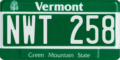 VT license plate NWT258