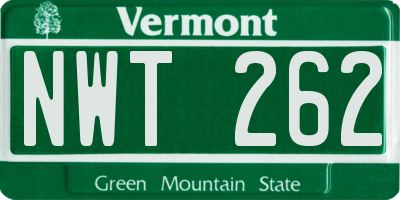 VT license plate NWT262