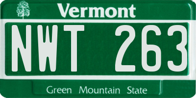 VT license plate NWT263