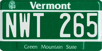 VT license plate NWT265