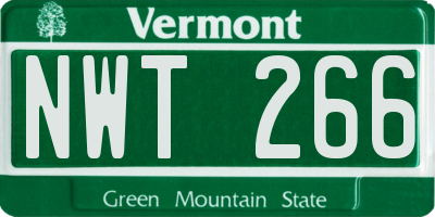 VT license plate NWT266