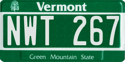 VT license plate NWT267