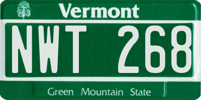 VT license plate NWT268
