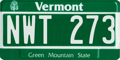 VT license plate NWT273