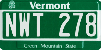 VT license plate NWT278