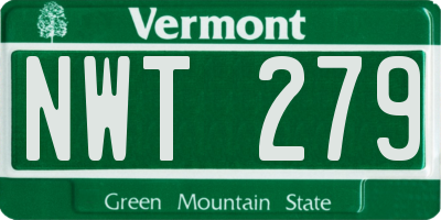 VT license plate NWT279