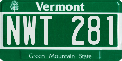 VT license plate NWT281