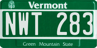 VT license plate NWT283