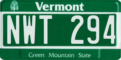 VT license plate NWT294