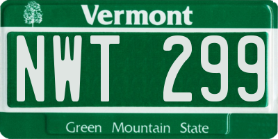VT license plate NWT299