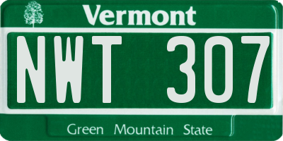 VT license plate NWT307