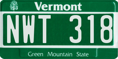 VT license plate NWT318